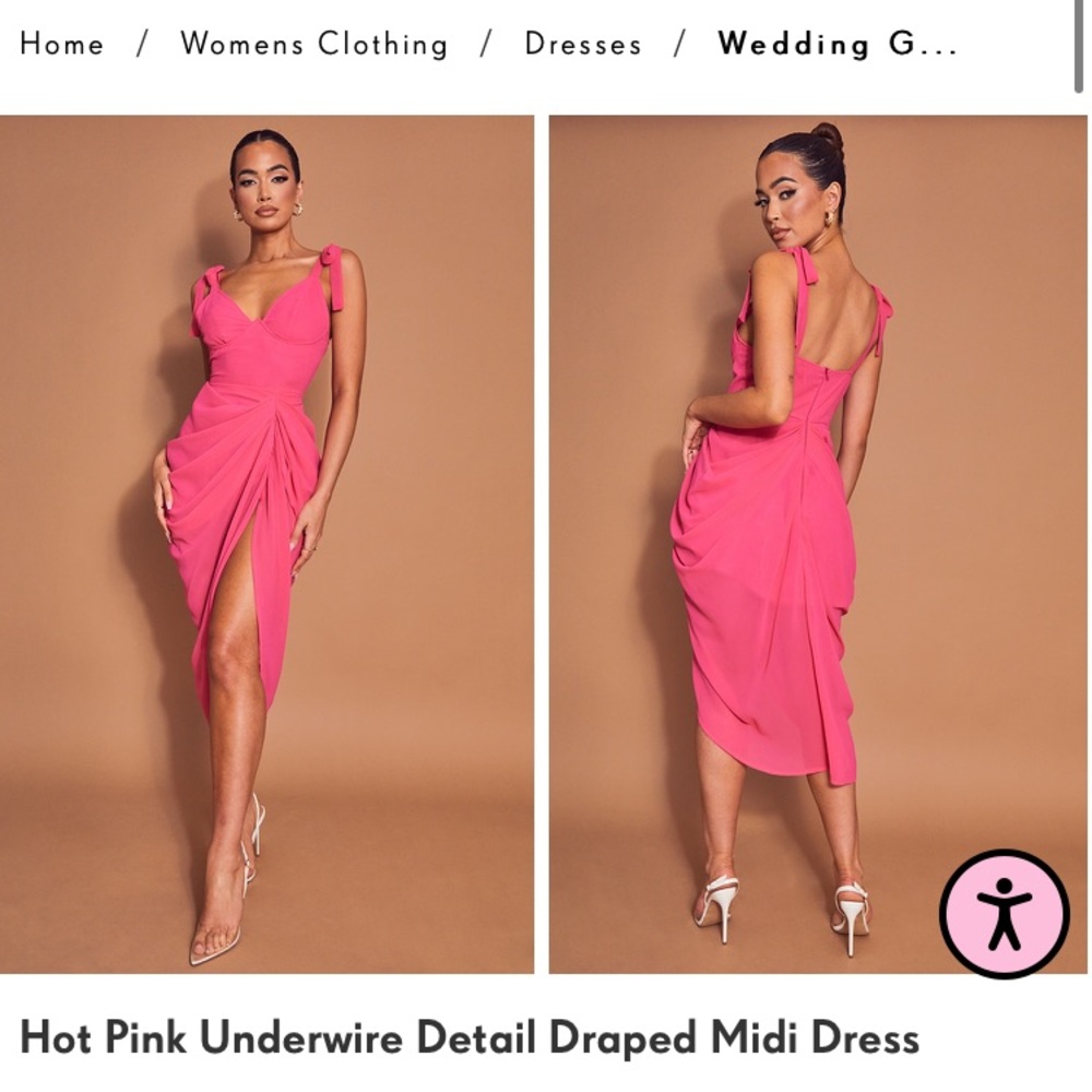 NWT. Pretty Little Thing. Hot pink underwire dress. Size 12.